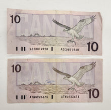 Load image into Gallery viewer, Circulated 1989 $10 Canadian Bills
