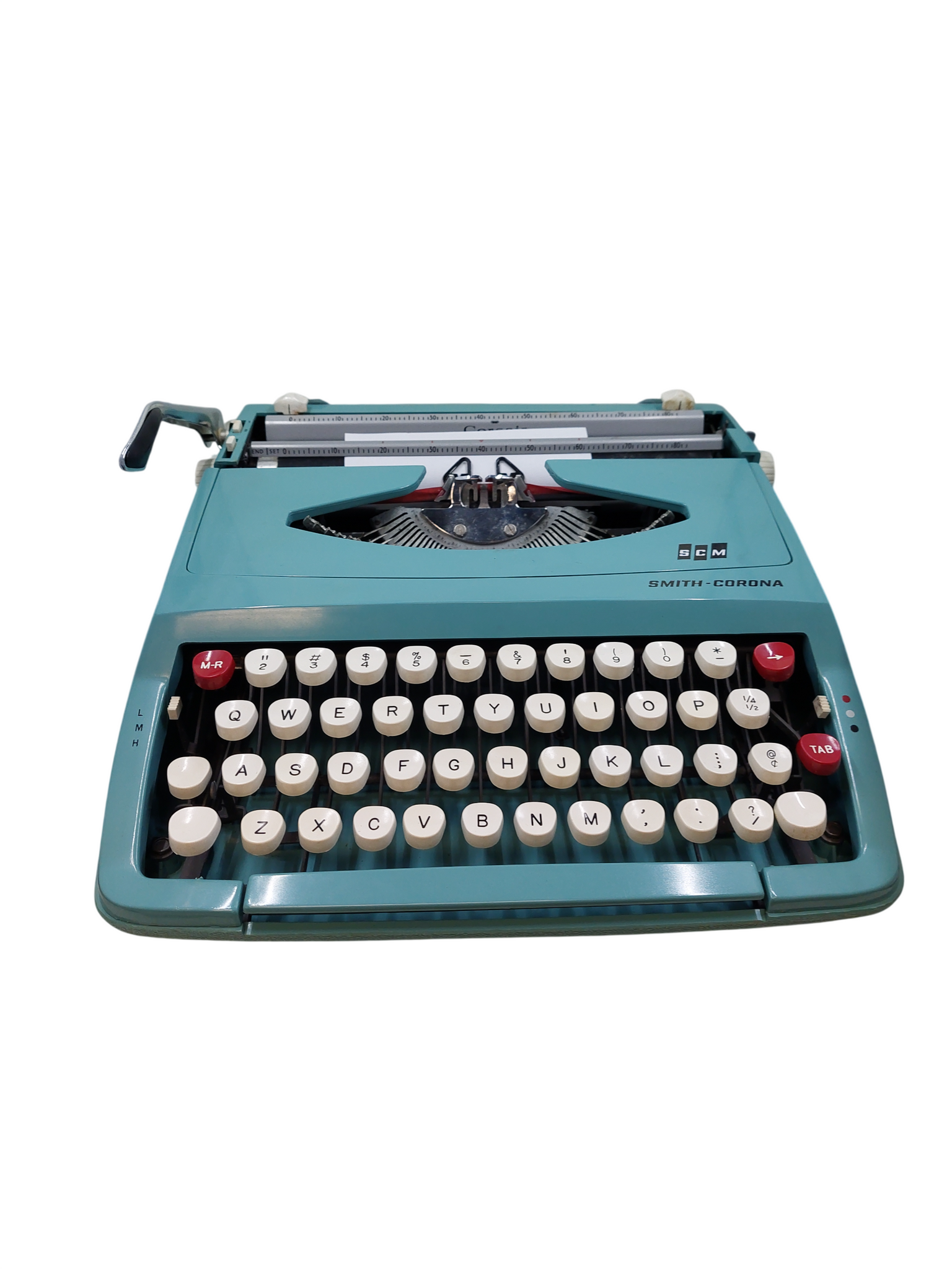 Vintage SCM Smith-Corona Corsair Portable Typewriter/ Aqua