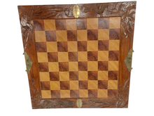 Load image into Gallery viewer, Vintage East Asian Hand Carved Wood Chess set with folding board.
