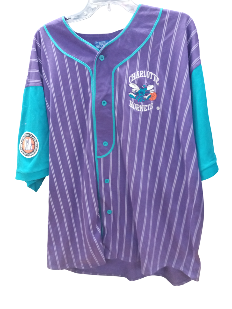 Vintage 90's Charlotte Hornets Pinstripe Baseball Jersey by Starter