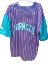 Load image into Gallery viewer, Vintage 90&#39;s Charlotte Hornets Pinstripe Baseball Jersey by Starter
