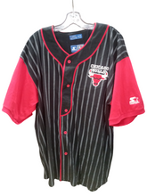 Load image into Gallery viewer, Vintage 90&#39;s Chicago Bulls Pinstripe Baseball Jersey by Starter
