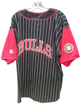 Load image into Gallery viewer, Vintage 90&#39;s Chicago Bulls Pinstripe Baseball Jersey by Starter
