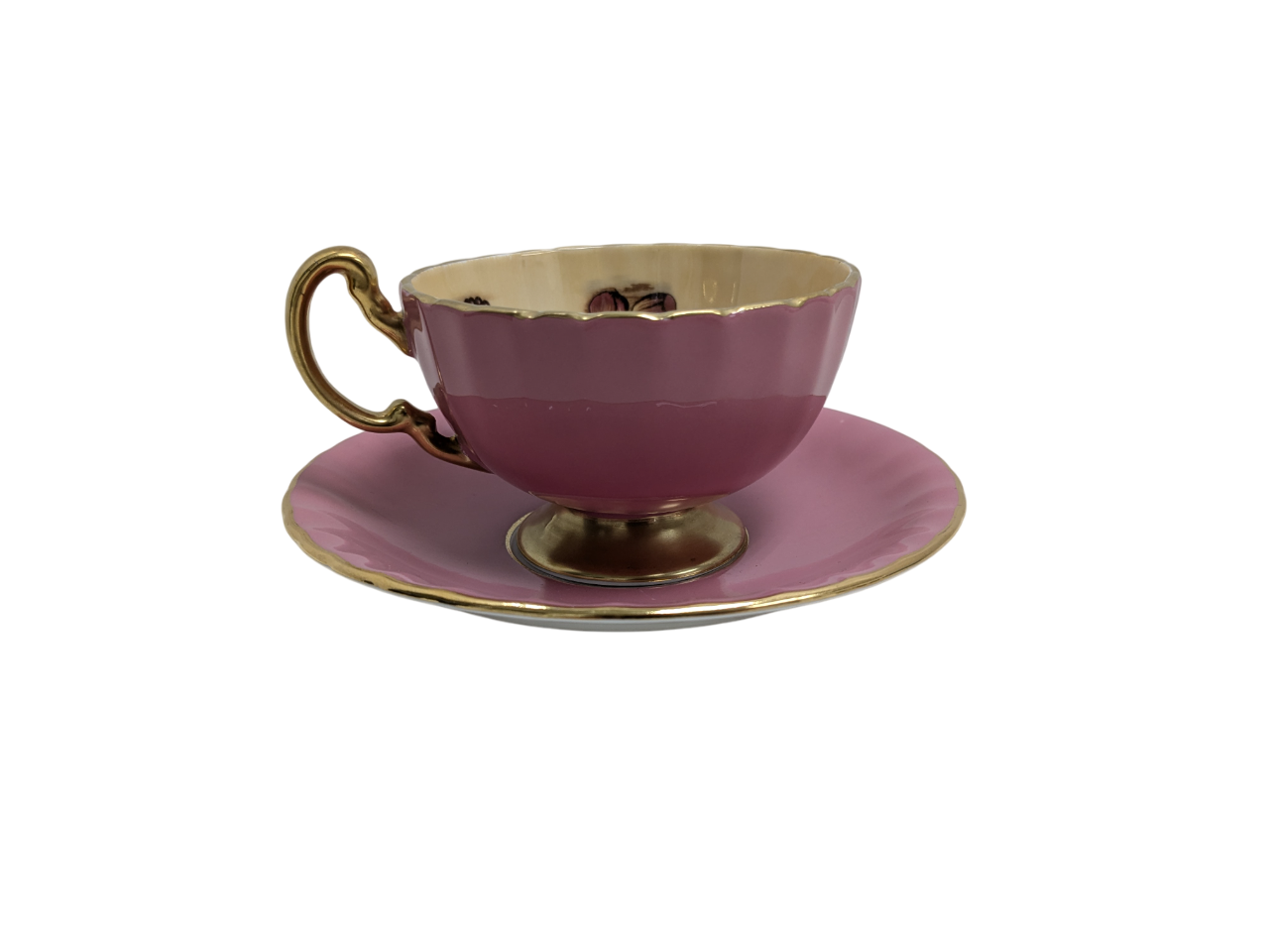 Aynsley Orchard Pink/Gold Footed Cup & Saucer