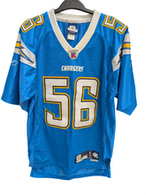 Load image into Gallery viewer, Shawne Merriman San Diego Chargers #56 Reebok Authentic NFL Blue Jersey (size small, length +2)
