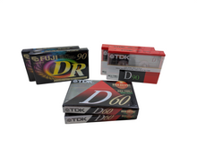 Load image into Gallery viewer, Fuji DR90, TDK D90, and TDK 60 cassette tapes (sealed)
